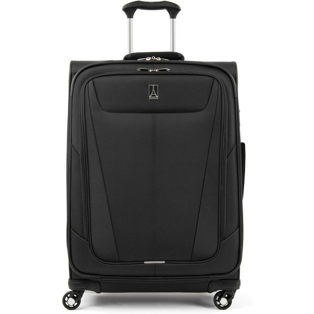 Travelpro Maxlite 5 Softside Expandable Luggage with 4 Spinner Wheels, Lightweight Suitcase, Men and Women, Black, Checked-Medium 25-Inch