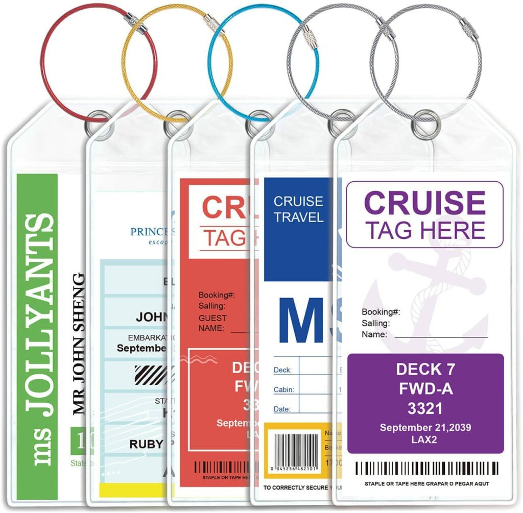 Cruise Luggage Tags Wide Luggage tag Holder Cruise Essentials Zip Seal Reusable 