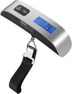 Luggage Scale: 110lb/50kg Backlight LCD Display Portable Handheld Electronic Scale - Dr.meter Balance Digital Postal Luggage Hanging Scale with Rubber Paint Handle,Temperature Sensor, Battery Included