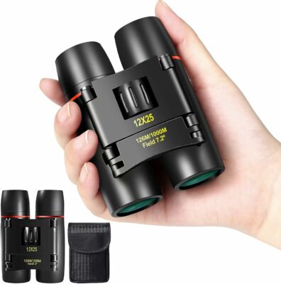 12X25 Mini Pocket Binoculars Compact, Small Lightweight Foldable for Adults Kids Bird Watching, Travel, Opera Concert, Hiking, Cruise, Football Game Green
