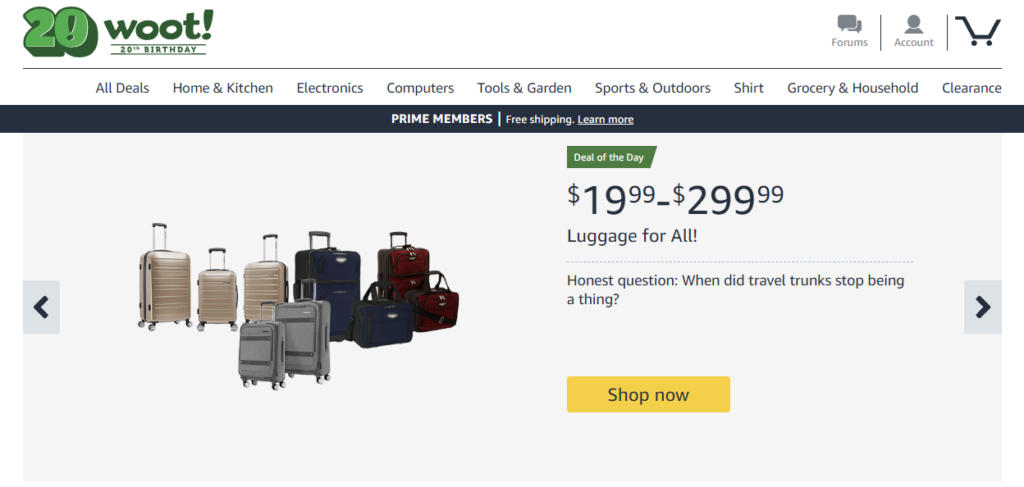 woot luggage sale