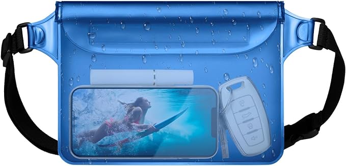 F-color Waterproof Fanny Pack - Waterproof Phone Pouch with Waist Strap - Cruise Essentials Must Haves Waterproof Pouch Dry Bag Keep Phone Valuables Safe for Beach Kayaking Boating Fishing
