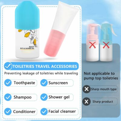 16 Pack Silicone Bottle Covers,Travel Essentials for Women,Cruise Ship Essentials,Airplane Travel Accessories Luggage Travel Size Toiletries,Elastic Sleeves for Leak Proofing,Travel Must Haves
