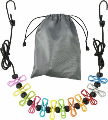 Retractable Portable Clothesline for Travel，Clothing line with 12 Clothes Clips, for Indoor Laundry Drying line,Outdoor Camping Accessories
