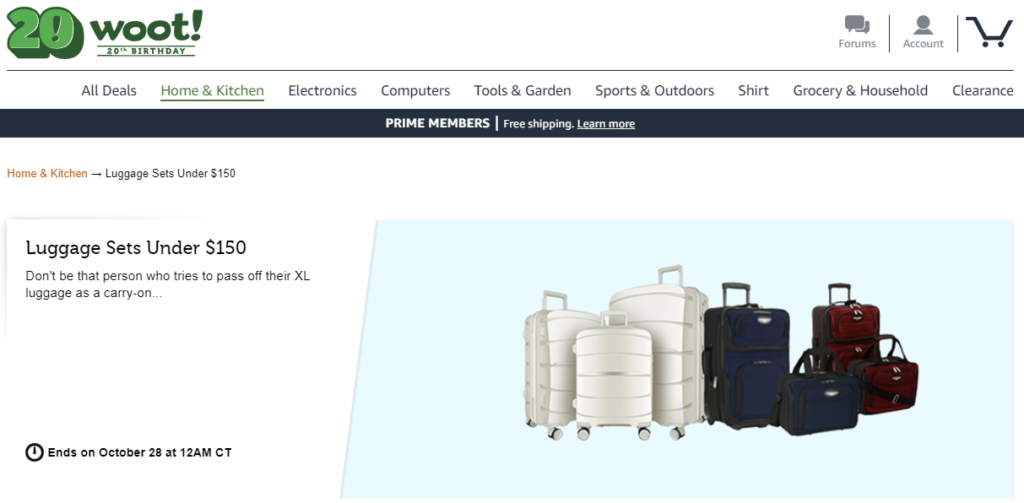 woot luggage sale