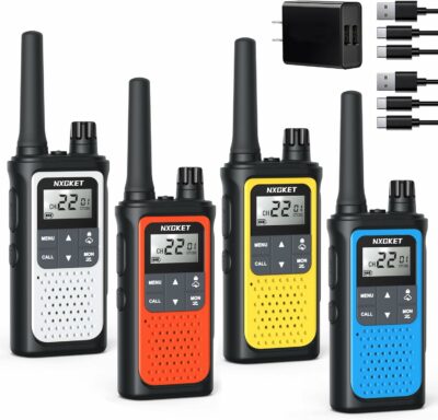 Walkie Talkies for Adults Long Rang NOAA Weather Alerts, Rechargeable Walkie Talkies 2 Way Radio 22 FRS Channel with 1800mAh Li-ion Battery Charger USB-C Cable Outdoor Cruises Camping, 4 Pack 