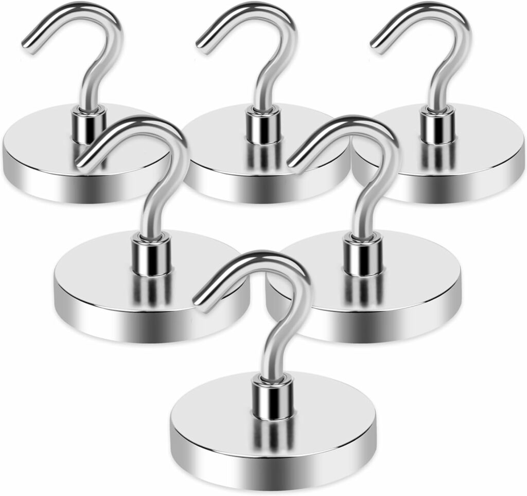 LOVIMAG Strong Magnetic Hooks, 100LBS Magnet Hooks for Cruise Cabin, Super Powerful Neodymium Magents for Cruise Essentials Must Haves, Heavy Duty Magnets for Metal Door, Refrigerator,Ceiling - 6 Pcs
