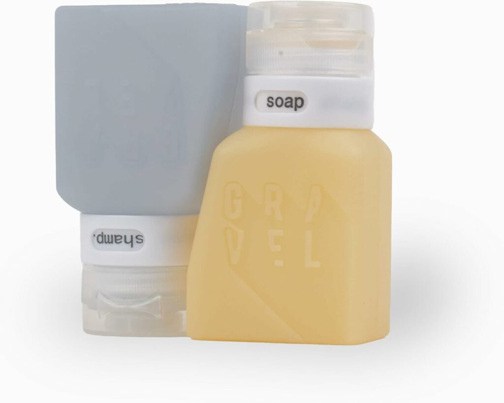 Gravel Travel Bottles 3oz (2-Pack) – Leakproof, BPA-Free, TSA Approved with Label System (Honey & Glacier)
